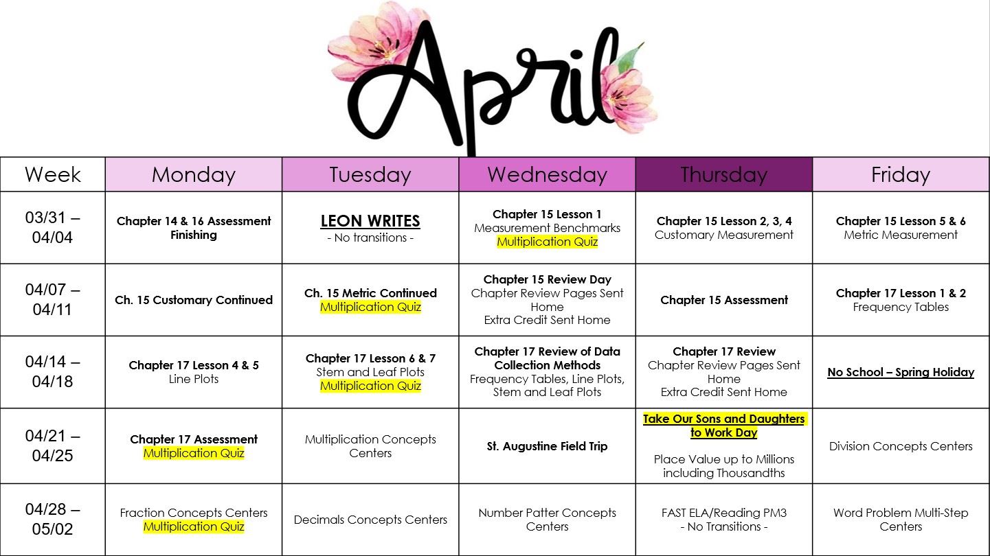 April Calendar